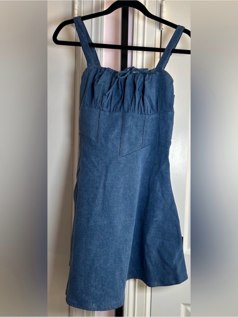 Lulus Considered Charisma Blue Chambray Bustier Mini Dress Size Medium New - Picture 4 of 6